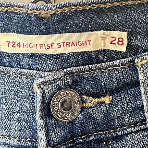 Levis Ribcage Button Fly Straight Leg Jeans Blue Light Wash High Rise Women's 28 - Picture 2 of 10